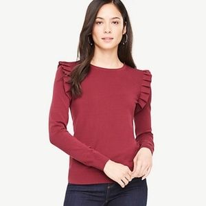 Ann Taylor Ruffle Shoulder Sweater
